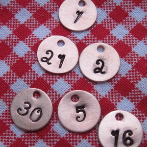 Copper,Brass or Nickel Number Tags3/8, 1/2, 5/8, 3/4 or 1 size image 6
