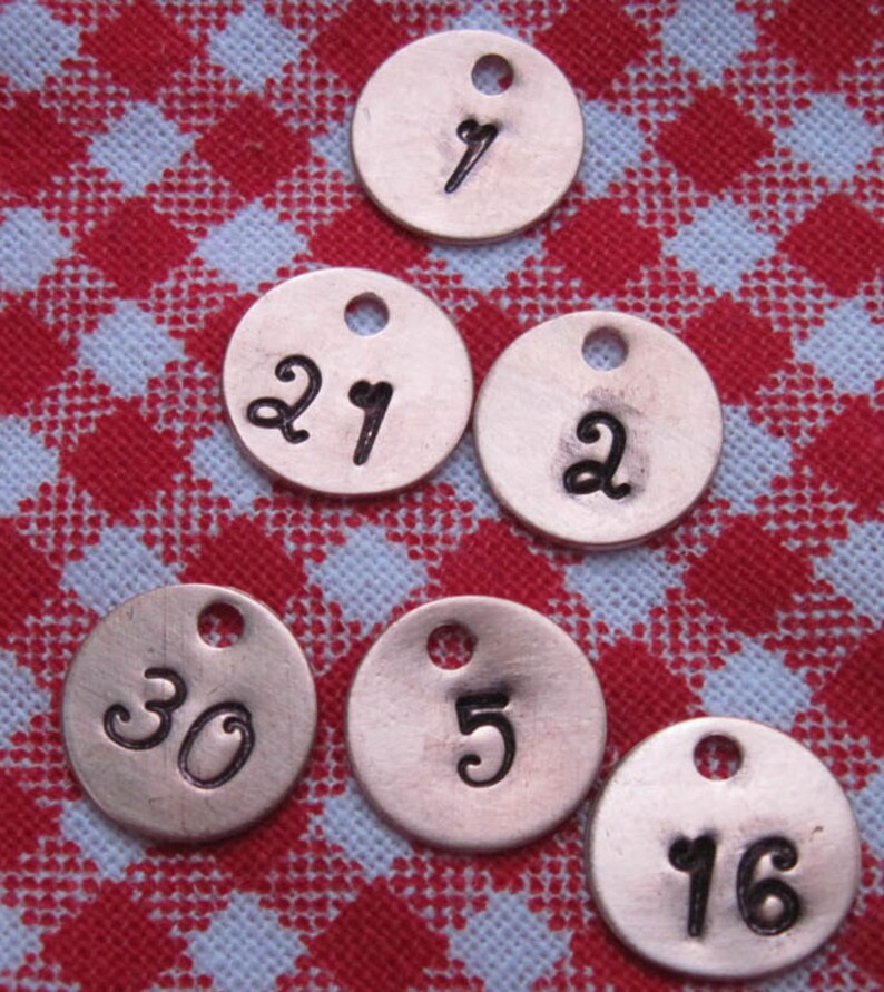 Copper,Brass or Nickel Number Tags3/8, 1/2, 5/8, 3/4 or 1 size image 6
