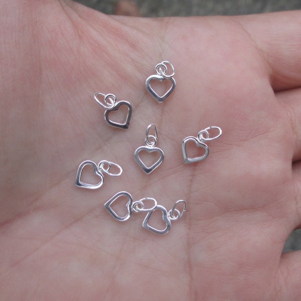 Sterling Silver Tiny Open Heart Charms-You choose the quantity