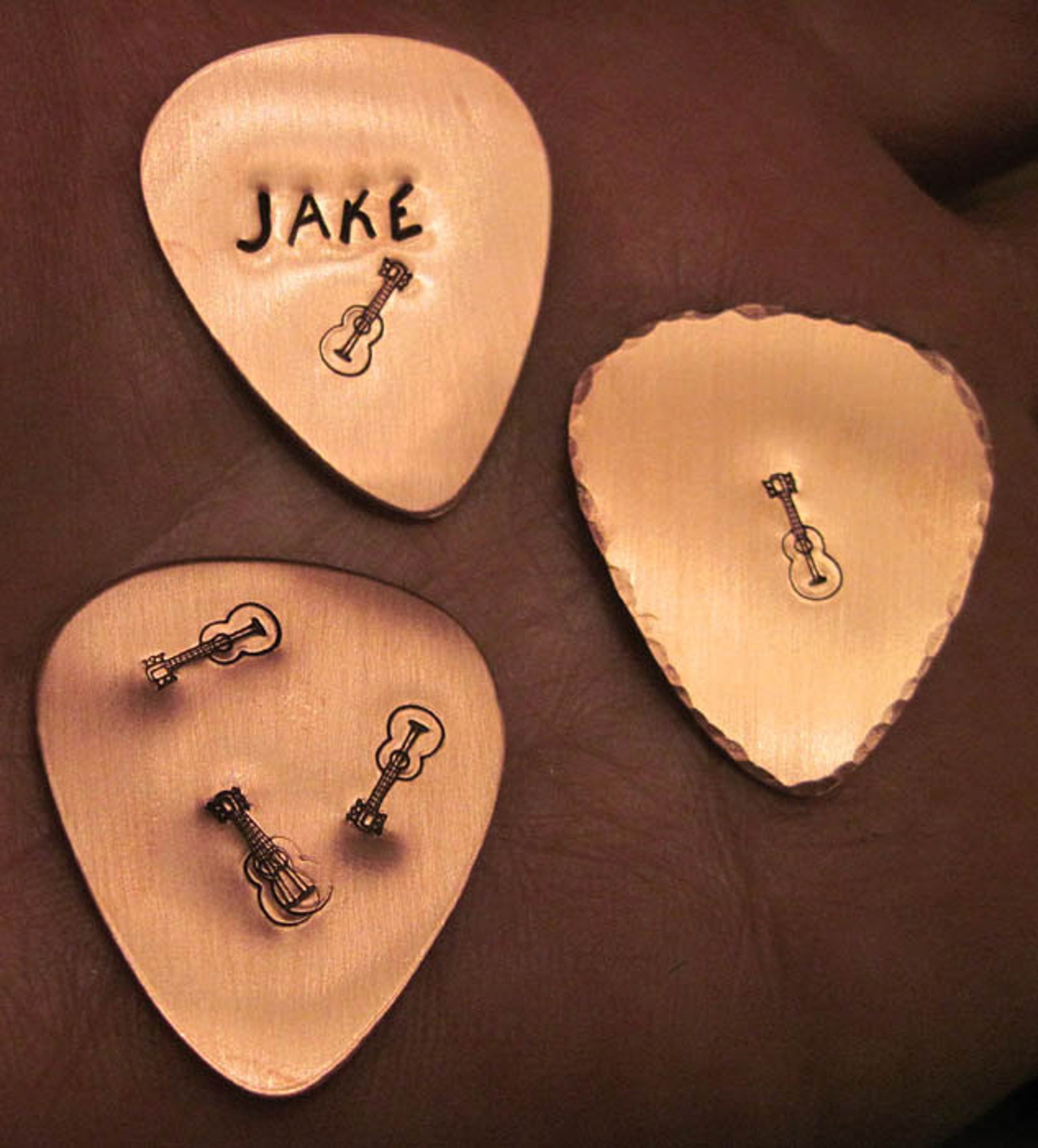 Copper Guitar Picks You Choose What It Says Etsy