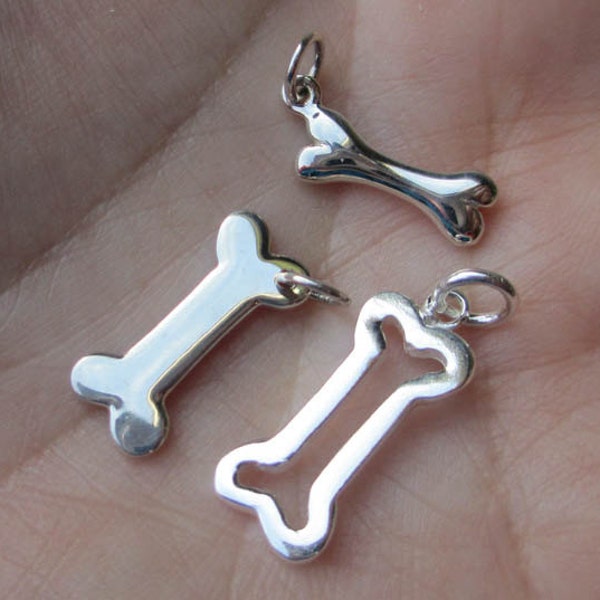 Sterling Silver Dog Bone charm(one charm)You choose which one