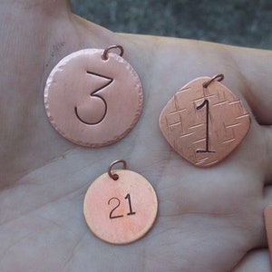 Copper,Brass or Nickel Number Tags3/8, 1/2, 5/8, 3/4 or 1 size image 5