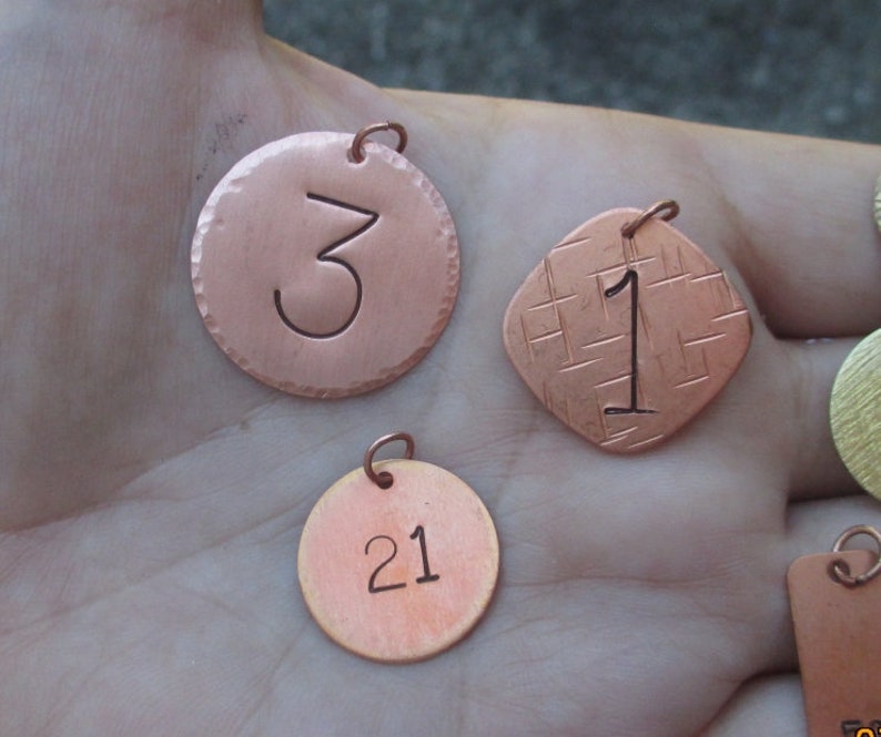 Copper,Brass or Nickel Number Tags3/8, 1/2, 5/8, 3/4 or 1 size image 5