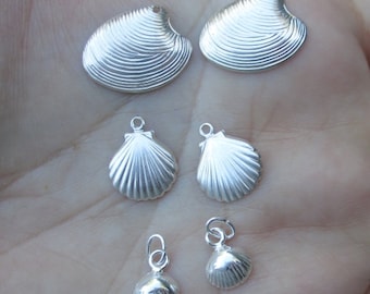 Dijes de concha de plata esterlina (usted elige la cantidad) Grande, mediano o pequeño