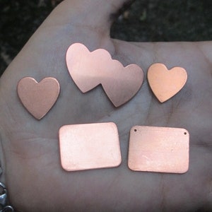 Copper Heart Charms,rectangle or double heart charms image 3