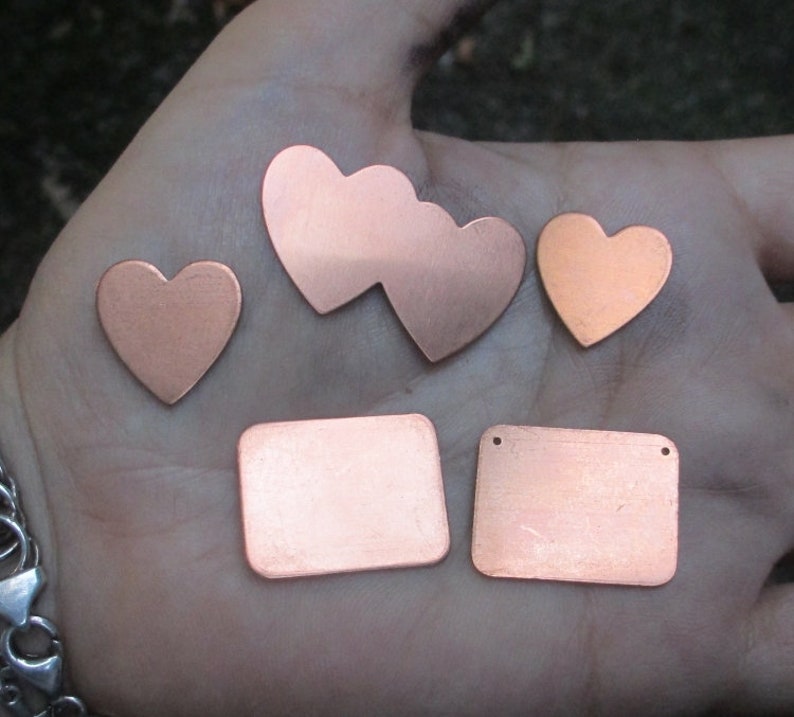 Copper Heart Charms,rectangle or double heart charms image 3