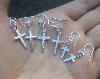 Sterling Silver Cross Earrings(one pair)3 to choose from