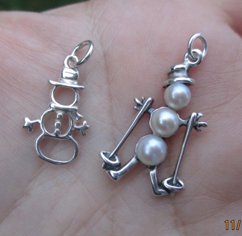 White & Pink Swivel Snowman Charm main image 0