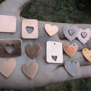 Copper Heart Charms,rectangle or double heart charms image 1