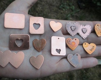 Copper Heart Charms,rectangle or double heart charms