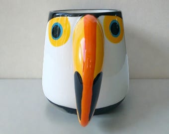 Tazza in ceramica a forma di pappagallo, tazza da caffè, tazza con cuori, idea regalo, regalo per lei, tazza a forma di cuore dipinta a mano, regalo unico fatto a mano per la giornata della famiglia