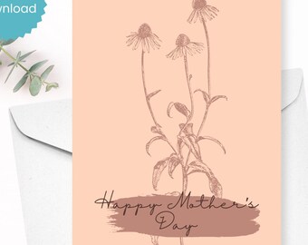 Elegant Floral Mother's Day Card: Printable Greeting (Digital Download)