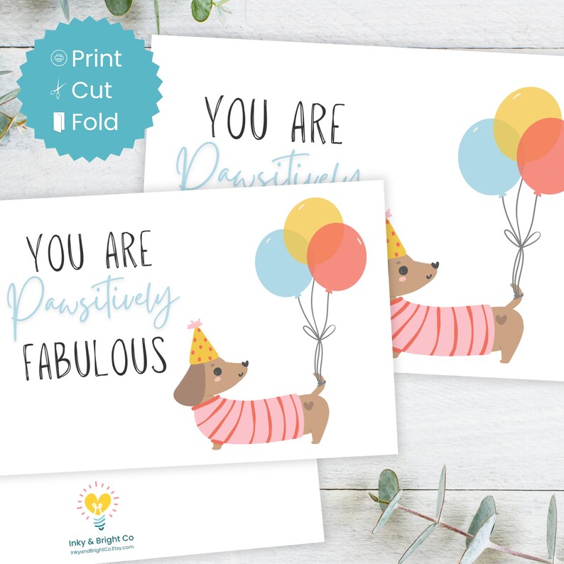 Printable Dachshund Birthday Card | Funny Dog Lover Gift (digital ...