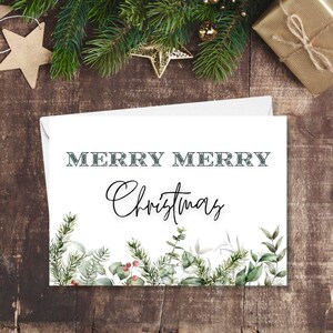 Moderne frohe Weihnachten druckbare Grußkarte, Aquarell Frohe Weihnachten Grußkarte, klassische Frohe Weihnachten Urlaub Grußkarte