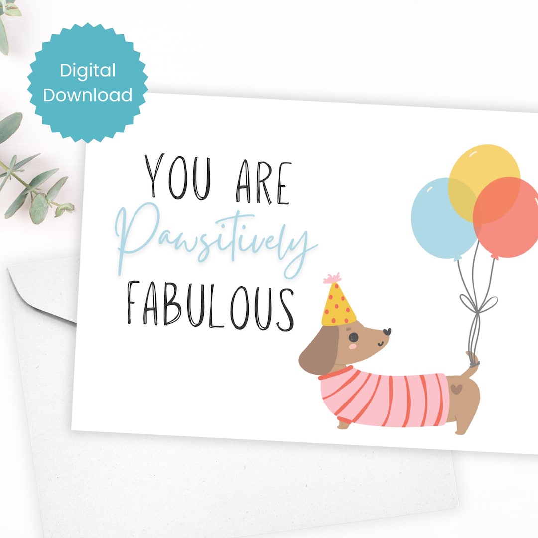Printable Dachshund Birthday Card | Funny Dog Lover Gift (digital ...