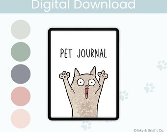 Digital Pet Journal Title Page: Modern Colors PDF Planner Cover (GoodNotes, Notability Downloadable Template)