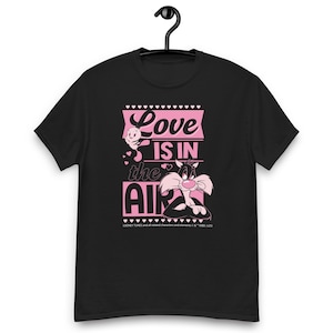 Love Is in the Air with Cartoon Cat and Bird T-shirt