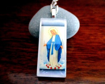 Mary of the Immaculate Conception - Glass Pendant Necklace.