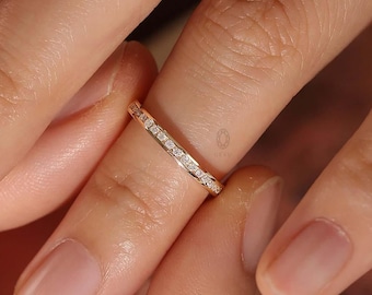 Lab Grown Diamond Wedding Band, 1.30MM Round Cut Lab Diamond Bands, Half Eternity Ring, Certified Diamond Rings, Gift for Her