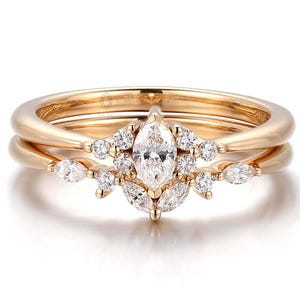 Marquise Wedding Set, Diamond Bridal Set Ring for Her, Marquise Engagement Ring, IGI Certified Best Matching Marquise Ring Set, Ring for Her