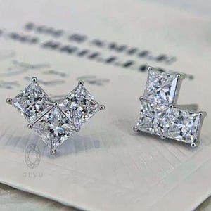 IGI Certified 2.40 TCW Princess Cut Lab Grown Diamond Stud Earrings - 14K White Gold