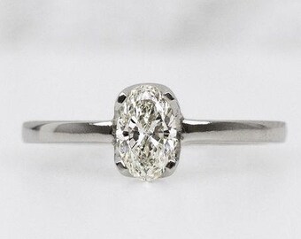 IGI Certified Oval Lab Grown Diamonds Engagement Ring Solitaire Wedding Ring, E VVS2 Diamond Ring For Her, Gift for Wife, Proposal Ring
