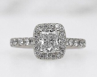 Cushion Cut Lab Grown Diamond, Micro Pave Diamond Wedding Band, Stackable Ring