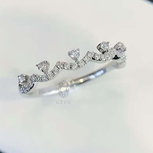 Lab Grown Diamond Wedding Band: 14K White Gold Pave Half Eternity Ring