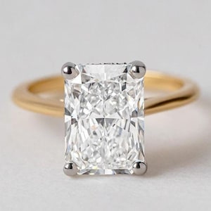 3 CT Radiant Cut Lab Grown Diamond Engagement Ring: 14k Gold, IGI Certified