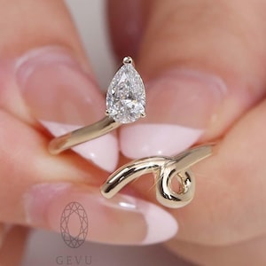 Lab Grown Diamond Ring, F VVS2 Pear Cut Lab Diamond Engagement Ring 0.50 CT, Lab Created Diamond Ring, Pear Cut Diamond Ring, Birthday Gift