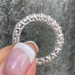 3.20 MM Round Brilliant Cut Lab Diamond Band | EF-VS Dazzling Full Eternity Wedding Band | Bridal Set 14K White Gold Band | Stackable Band