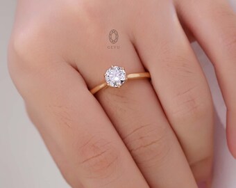 Lab Grown Diamond Ring Solitaire Engagement Ring 4 Prong Setting Fine Jewelry, IGI Certified