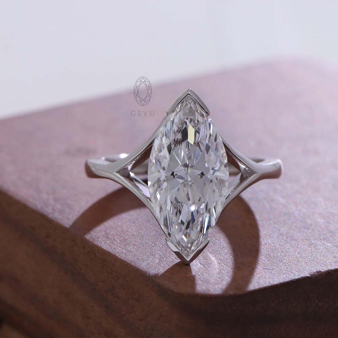Marquise Cut Lab Grown Diamond Solitaire Ring | 1.0-3.0 CT, CVD - Etsy