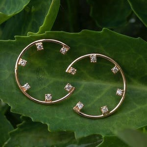 14Kt Gold Lab Diamond Earrings: Open Circle Studs