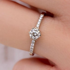 Lab Grown 0.50 Ct Diamond Solitaire Engagement Ring - 14K White Gold