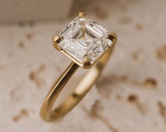 3.0 Ct Asscher Cut Lab Grown Diamond, Solitaire Engagement Ring, CVD Diamonds, Eco Friendly