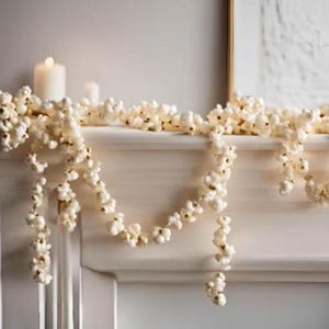 REAL Popcorn Garland Decoration - Handstrung from white popcorn