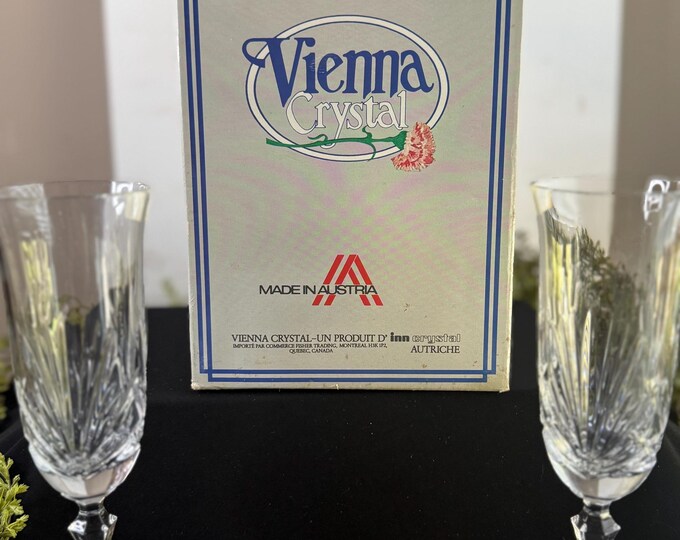 Vienna Crystal starlight flute glasses in original box