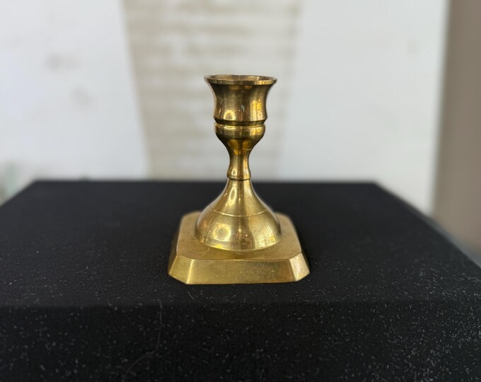 Brass Candle Holder - Modern Geometric Design - 3.5" Tall