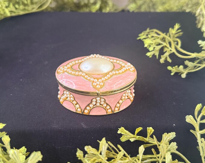 Vintage oval enamel trinket box