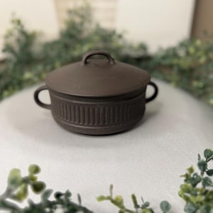 Dansk Flamestone Fluted  Matte Brown Sugar Bowl & lid-  1958