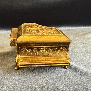 Red lined baby grand piano trinket box