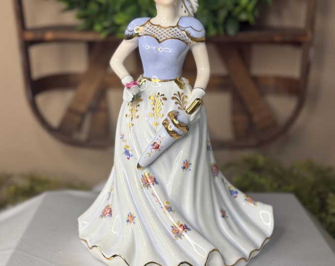 Victorian Lady with Roses fine porcelain wind up music box