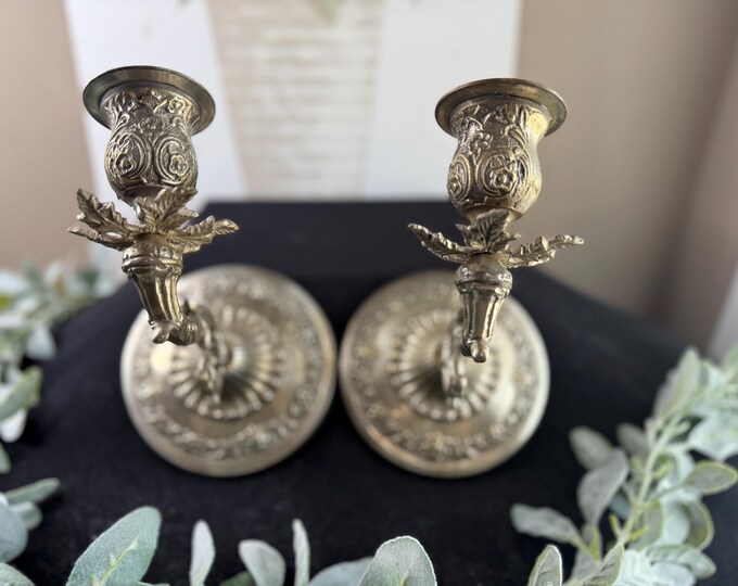 Vintage Silver Plated Candle Holder Sconces: Floral Scroll Design
