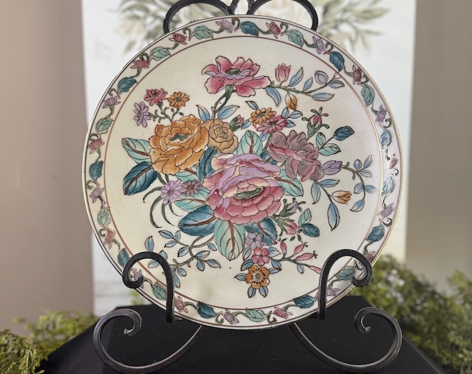 Porcelain embellished rose plate