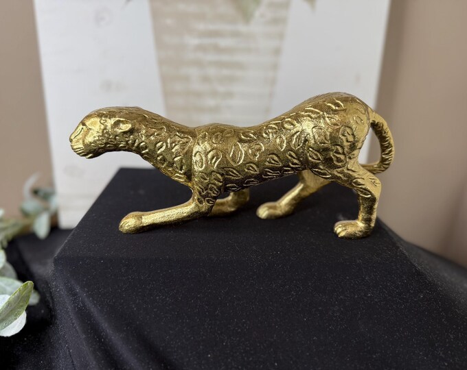Brass cast Leopard "On the Prowl" Sculpture: 12" Figure