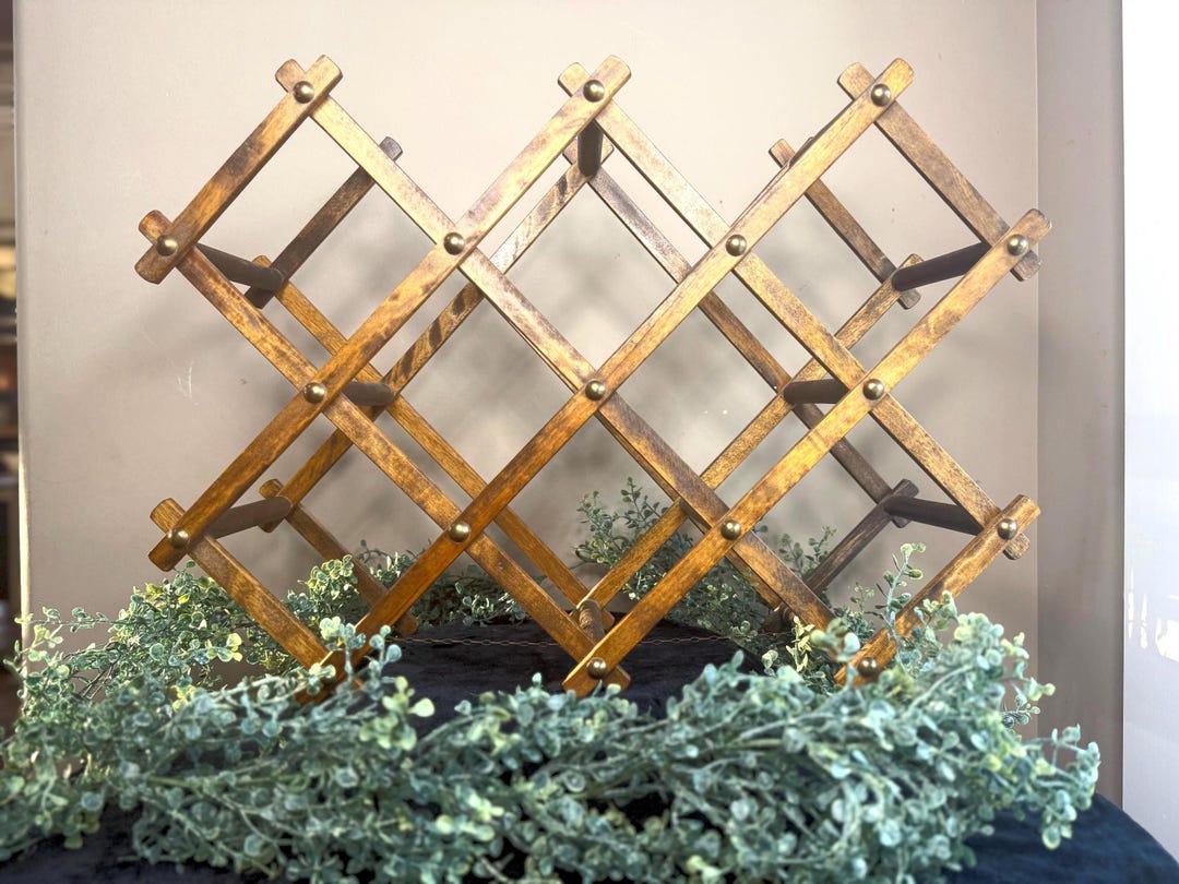 Vintage MCM Accordion Wooden Wine Rack - Etsy
