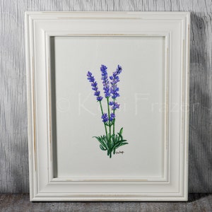 Lavender Flower Watercolor Painting: Original Wall Art (8x10)