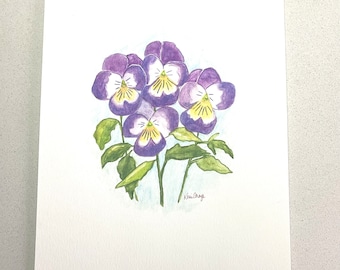 Pansies, original watercolor painting, flower art, watercolor painting, floral painting, not a print