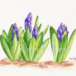 Hyacinth flowers, Spring flowers, Original watercolor painting, Hyacinth Art,  Hyacinth Flower Wall Décor - Floral Watercolor Painting